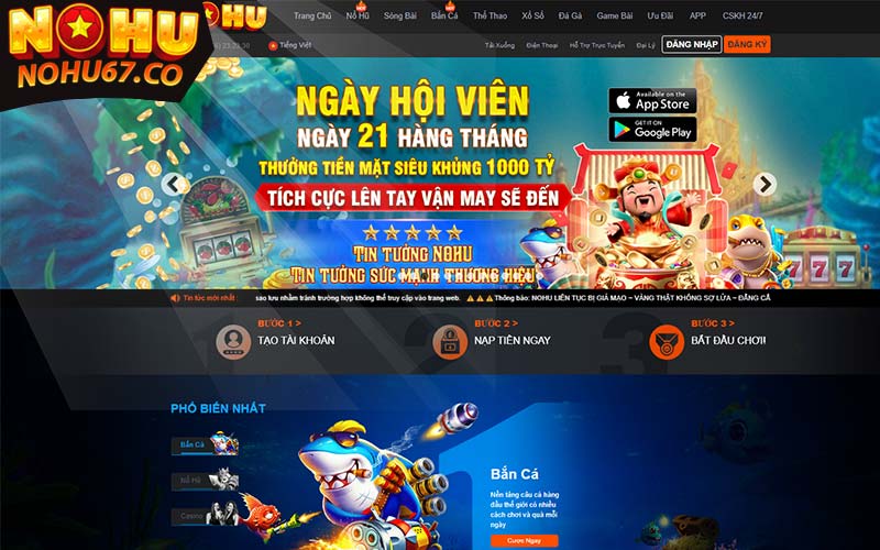 Đăng ký tài khoản cá cược cổng game nohu67 trải nghiệm cá cược siêu cuốn hút